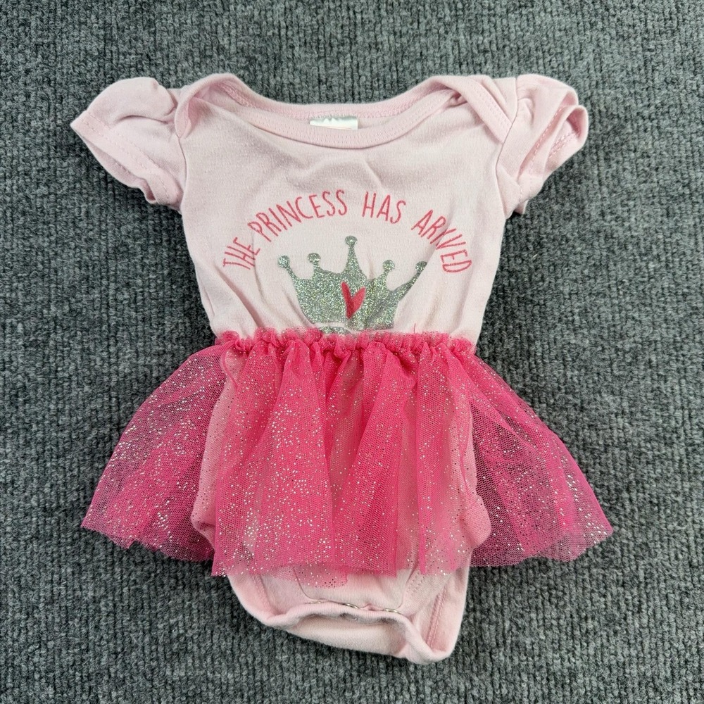 Swiggles Romper Girls 0-3 Months Pink Princess Tutu Glitter One Piece Bodysuit